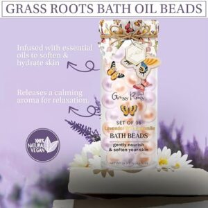 Grass Roots Bath Oil Beads Set of 36 - Lavender & Chamomile Scented Bath Beads - Essential Oil Soaked Bath Pearls to Gently Nourish & Soften Skin - Luxurious Bath Experience - Image 2