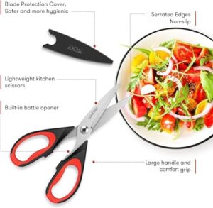 iBayam Kitchen Scissors All Purpose Heavy Duty, Kitchen Utensils Set, Stainless Steel Cooking Utensils Gadgets, Meat Poultry Food Shears Dishwasher Safe Utility Tools Home Gift, with Protective Sheath - Image 2