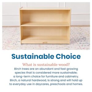 ECR4Kids 2-Shelf Mobile Storage Cabinet, Classroom Furniture, Natural - Image 7