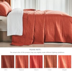 Burnt Orange Full/Queen Quilt Bedding Set,Summer Bedspread Coverlet with Pillow Shams,Geometric Pattern Microfiber Bed Cover,Thin Comforter for All Seasons(Burnt Orange,90''x96'') - Image 8
