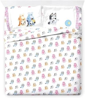 Jay Franco Bluey Full Size Comforter Set - 7 Piece Bedding Includes Sheet Set & Pillow Covers - Super Soft Cozy Pink Bedding - Image 6