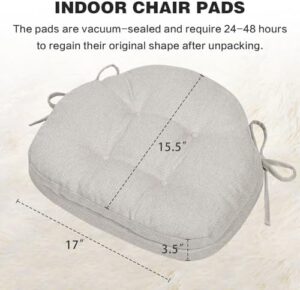 baibu Dining Chair Cushions Set of 4, Dual-Layer Patented Design Memory Foam Windsor Seat Pads, Kitchen Chair Cushions with Ties & Textured Cover, 17x 15.5 x 3.5in, 4 Pack, Off-White - Image 3