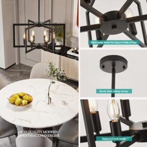 Modern Farmhouse Black Chandeliers for Dining Room, 6-Light Industrial Metal Chandeliers Geometric Pendant Lights Kitchen Island for Entryway Stairway Foyer Hallway - Image 6