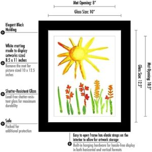 Americanflat Set of 2 10x12.5 Kids Art Frame - Front Loading Picture Frame Holds 100 Artworks - Use as 8.5x11 Frame with Mat or 10x12.5 Frame Without Mat - My Mini Masterpiece - Black - Image 3