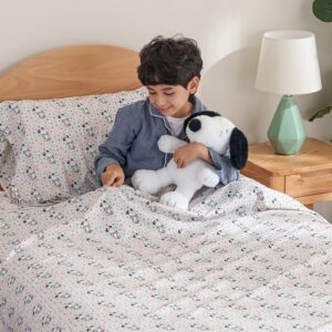 Berkshire Blanket Peanuts® Kids Sheet Set, Full Size - 4 Pieces, Peanuts® Mini Snoopy Spring Floral Happy Dance Soft Grey, Cute Character Snoopy Printed Soft Microfiber Bed Sheets - Image 4