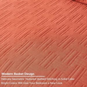 Burnt Orange Full/Queen Quilt Bedding Set,Summer Bedspread Coverlet with Pillow Shams,Geometric Pattern Microfiber Bed Cover,Thin Comforter for All Seasons(Burnt Orange,90''x96'') - Image 5