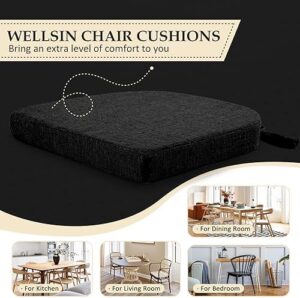 Chair Cushions for Dining Chairs 4 Pack - Kitchen Chair Cushions with Ties and Non-Slip Backing - Dining Chair Pads 16"X16"X2", Black - Image 7