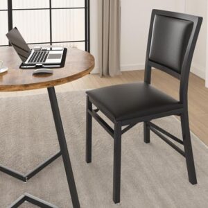 VECELO Folding Chairs Set of 4 with Cushion, Foldable Padded Seats with Heavy Duty Metal Frame for Kitchen/Dining/Living Room, No Assembly & Space Saving Design, Black - Image 6