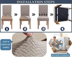 SPRINGRICO 6 Pack Dining Room Chair Covers with seat Belt, Stretch Parsons Chair Slipcover Washable Kitchen Dining Chair Cover Removable Seat Protector Set of 6, S3- Taupe - Image 5