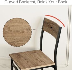 Dining Chairs Set of 4, Rustic Wood Dining Chairs with Metal Steel Frame, Dining Room Chairs with Slat Back, Modern Farmhouse Chair for Kitchen, Dining Room, Living Room (Brown)- Chairs Only - Image 3