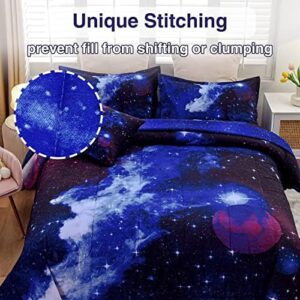 A Nice Night Galaxy 6Pcs Bedding Sets Outer Space Comforter Bed in a Bag 3D Printed Quilt,for Children Boy Girl Teen Kids,Twin 6Pcs - Image 5