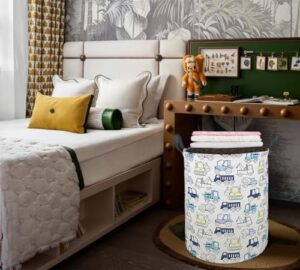 19.7" Round Laundry Basket Laundry Hamper with Handles, Blue, Collapsible, Perfect for Baby Girls Nursery, Home, Office, etc. - Image 2