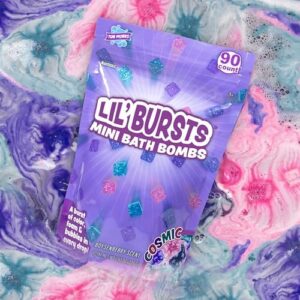 Tub Works® Lil' Bursts™ Mini Bath Bombs for Kids, 90 Count, Cosmic | Nontoxic | Tiny Kids Bath Bombs with A Burst of Color, Foam & Bubbles | Customize Kids Bath with Fun Bath Colors | Create Bath Art