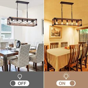 Farmhouse Kitchen Island Lighting, 5-Light Dining Room Light Fixture, Farmhouse Linear Chandelier with Solid Wood for Dining Room Kitchen Bar Pool Table - Image 4