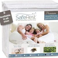 SafeRest 100% Waterproof King Size Mattress Protector - Fitted with Stretchable Pockets - Machine Washable Cotton Mattress Cover for Bed - Perfect Bedding Airbnb Essentials for Hosts