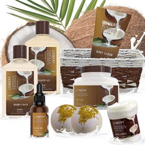 Bath and Body Gift Basket For Women and Men – 9 Piece Set of Vanilla Coconut Home Spa Set, Includes Fragrant Lotions, Extra Large Bath Bombs, Coconut Oil, Luxurious Bath Towel & More - Image 5