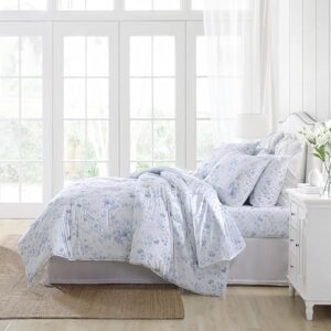 Laura Ashley- Queen Comforter Set, Reversible Cotton Bedding with Matching Sham(s), Farmhouse Home Decor, Dorm Room Essentials (Belinda Blue, Queen) - Image 2
