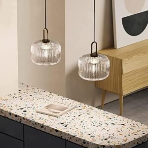 Brikey Clear Glass Pendant Light with Brass Gold Base, Clear Ceiling Light Hanging Lamp for Bedside Dining Table Kitchen Island (7.8 inch, Clear) - Image 3