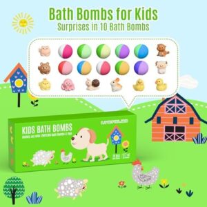 Bath Bombs for Kids with Surprise Toys Inside, 10 Pack Organic Kids Bath Bombs with Animal Toys Inside, Non Toxic Handmade Natural Bubble Bath Fizzies, Birthday Easter Gift for Children Girls Boys - Image 3
