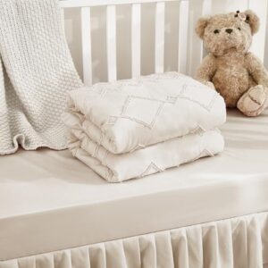 3-Piece Tufted Ruffle Crib Bedding Set for Girls - Ultra Soft Baby Bedding Set Includes Boho Crib Comforter, Sheet & Skirt (Beige) - Image 5