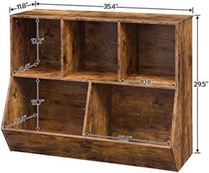 HOOBRO Kids Bookshelf, Bookcase Footboard, Toy Storage Cubby, 35.4" L Children's Toy Shelf, Toy Storage Cabinet, Fit for Children's Room, Playroom, Hallway, Kindergarten, Rustic Brown BF32CW01 - Image 3