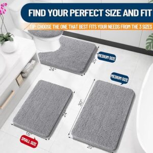 OLANLY Bathroom Rugs 30x20, Extra Soft Absorbent Chenille Bath Rugs, Rubber Backing Quick Dry, Machine Washable Bath Mats for Bathroom Floor, Tub and Shower, Home Decor Accessories, Grey - Image 2