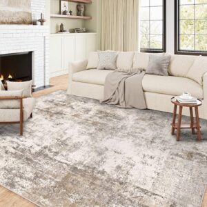 6x9 Washable Area Rug Brown Grey Neutral Abstract Living Room Bedroom Large Throw Rug Non Slip Soft Low Pile Indoor Floor Carpet for Dining Room Kitchen Office Entryway - Image 4