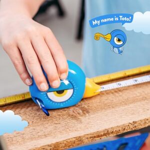 8Ft Animal Shaped Kids Tape Measurer, Fun Level and Protractor Angle Finder, Educational Children's Tools, Small Measuring Tapes for Learning Early Math Skills, Ages 3 and up, Blue Bird - Image 3