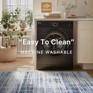 GENIMO 5x7 Washable Area Rug – Modern Abstract Non-Slip Low Pile Soft Contemporary Indoor Floor Carpet for Living Room, Bedroom, Dining Room, Kitchen, Office, Blue - Image 5