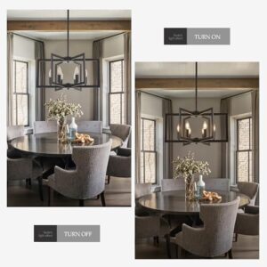 Modern Farmhouse Black Chandeliers for Dining Room, 6-Light Industrial Metal Chandeliers Geometric Pendant Lights Kitchen Island for Entryway Stairway Foyer Hallway - Image 4