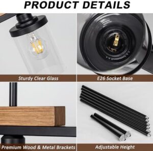 Black Kitchen Island Lighting Fixture, 3-Light Farmhouse Dining Room Chandelier Over Table, Large Pendant Light Ceiling Hanging, Modern Dining Table Light with Adjustable Height - Image 2