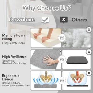 downluxe Indoor Chair Cushions for Dining Chairs, Soft and Comfortable Textured Memory Foam Kitchen Chair Pads with Ties and Non-Slip Backing, 16" x 16" x 2", Light Grey, 6 Pack - Image 5