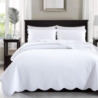 IR Imperial Rooms Queen Quilt Bedding Set Size (90" x 96") + 2 Pillow Shams (20" x 26"+ 2") - 3 Pcs All Season Lightweight Reversible Microfiber Coverlet Embossed Quilt Bedspread (White)