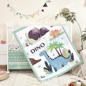 3-Piece Crib Sets for Boys - Ultra Soft Baby Boy Crib Bedding Set Includes Crib Comforter, Sheet & Skirt (Dinosaur)