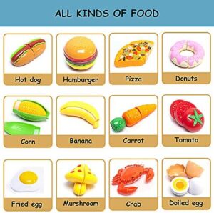 Kids Kitchen Toy Cookware with Play Food Toy Set,Kitchen Play Accessories with Pots and Pans,Cutting Food Toy Utensils,Play Dishes Learning Toys Gift for Toddlers Boys Girls(72 PCS) - Image 4