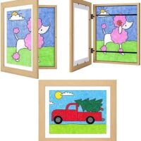 3Pack Kids Art Frames Natural Woodgrain, 10x12.5 Child Artwork Frame Without Mat Changeable Front Opening, 8.5x11 Frame With Mat, Children Storage Frame Holds Crafts, Drawing, Art Project, Schoolwork