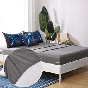 JQinHome Full Gamer Comforter Set,6 Piece Bed in A Bag 3D Video Game Bedding -All Season Down Alternative Gamer Bedding Sets - (Blue Game Controller) - Image 5