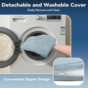 Chair Cushions for Dining Chairs, Non Slip Chair Pads with Ties and Washable Covers, Memory Foam Kitchen Chair Cushions Set of 6, 16"X16"X2.5", Light Blue - Image 4