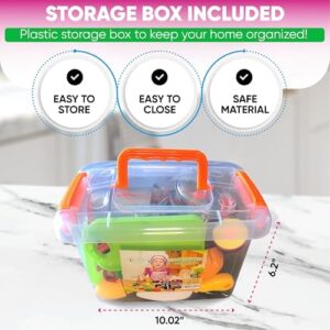 FUNERICA Toddler Kitchen Accessories Playset with Cutting Food Vegetables and Stainless-Steel Play Pots - Pretend Kids Cooking Utensils - Apron & Chef Hat - Toy Knife & Cutting Board for Girls & Boys - Image 5