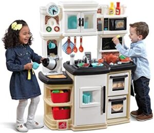 Step2 Great Gourmet Kids Kitchen Playset, Indoor/Outdoor Kitchenette, Interactive Play with Lights and Sounds, Made of Durable Plastic, Includes 33 Piece Toy Accessories, Toddlers 3+ Years Old, Tan - Image 2