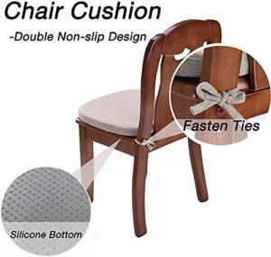 Chair Cushion with Ties for Dining Chairs - Memory Foam Non Slip Kitchen Chair Pad and Dining Seat Cushion with Machine Washable Cover Set of 4 [16.5 x 16.2 Inches] - Dark Beige - Image 6