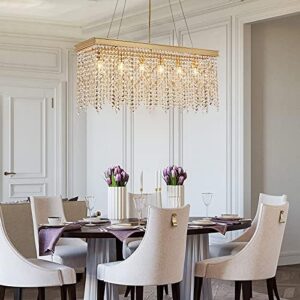 Q&S Gold Chandeliers Luxury Modern Crystal Chandelier Light Fixtures for Dining Room Kitchen Island Living Room L30 6-Lights UL Listed - Image 9