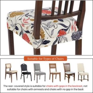 SearchI Water Repellent Dining Chair Seat Covers Set of 4, Washable Stretch Seat Covers for Dining Chairs, Rear-Covered Dining Room Seat Cover Protector(Orange Flower) - Image 5