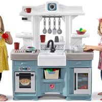 Step2 Timeless Trends Kids Kitchen Playset, Indoor/Outdoor Kitchenette, Interactive Play with Lights and Sounds, Made of Durable Plastic, Includes 21 Piece Toy Accessories, for Toddlers 2+ Years Old