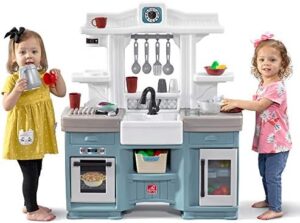 Step2 Timeless Trends Kids Kitchen Playset, Indoor/Outdoor Kitchenette, Interactive Play with Lights and Sounds, Made of Durable Plastic, Includes 21 Piece Toy Accessories, for Toddlers 2+ Years Old