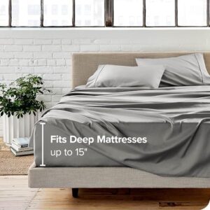 King Size Bedding Set | 4 Piece Bed Sheet Set | Easy Fit Deep Pockets Elastic Sheet with Flat Sheet & Pillowcases| Extra Soft & Wrinkle Free Sheets | Shrinkage & Fade Resistant [Light Dray] - Image 3