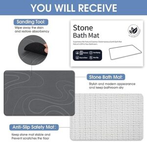 Stone Bath Mat Diatomaceous Earth Shower Mat Non-Slip Super Absorbent Diatomite Stone Bath Mats for Bathroom Floor Quick Drying Natural Easy to Clean(23.6''×15.4" White) - Image 7