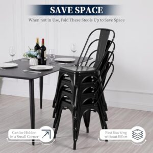 FDW Metal Dining Chairs Set Of 4 Indoor Outdoor Chairs Patio Chairs Kitchen Metal Chairs 18 Inch Seat Height Restaurant Chair Metal Stackable Chair Tolix Side Bar Chairs 330LBS Weight Capacity - Image 4