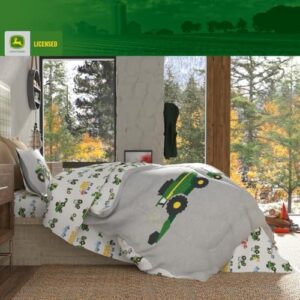 Franco Kids John Deere Farm Equipment Bedding 5 Piece Super Soft Comforter and Sheet Set, Queen, (Officially Licensed Product) - Image 9