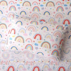 Twin Sheets Set Kids Pink Rainbow- 3 Pieces Breathable Printed Bedding Set - Fit Deep Pocket Soft Bed Sheets for Girls - Lightweight Cozy Twin Fitted Sheet - Image 5